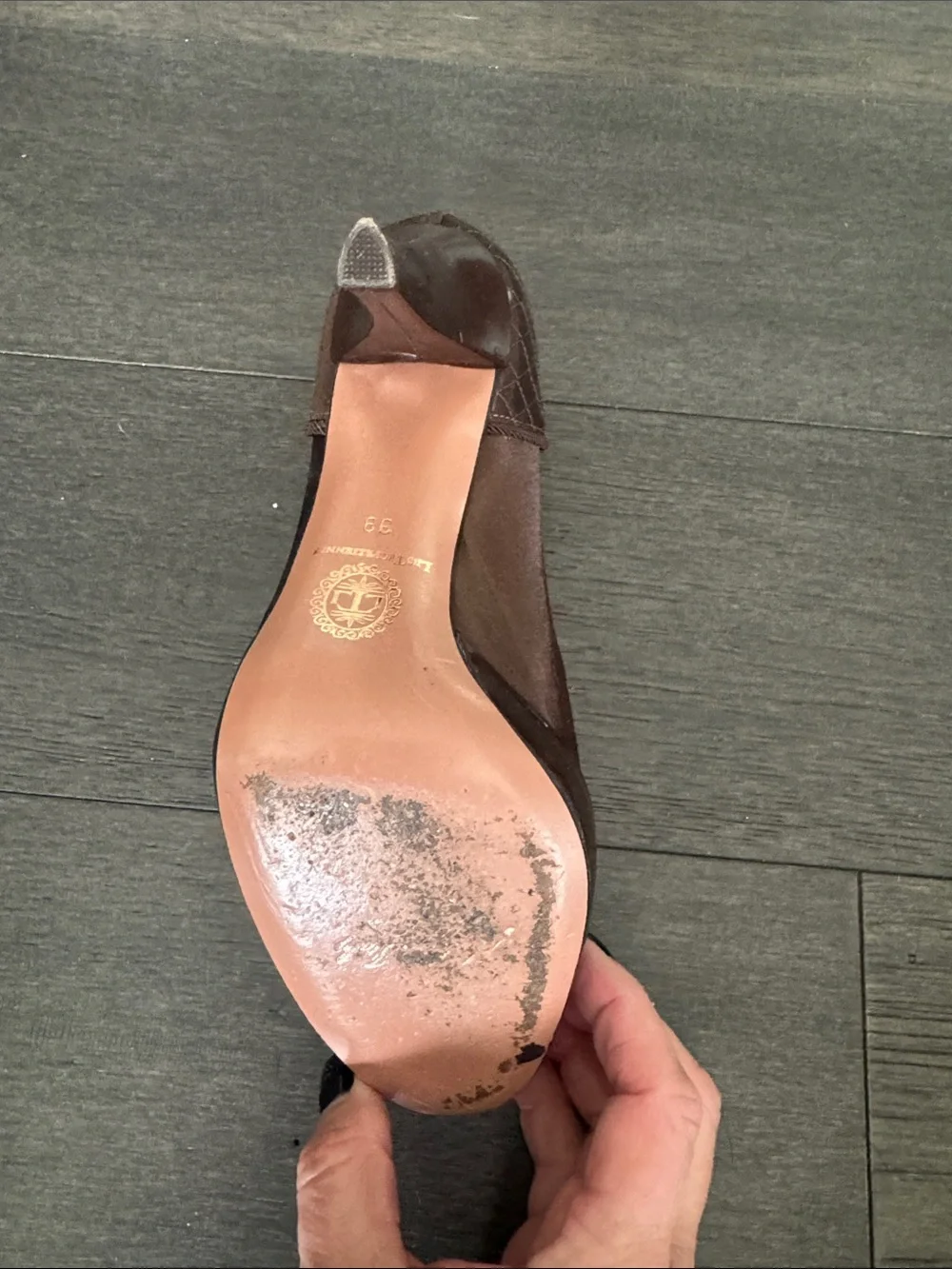 LES TROPEZIENNES  Massimo Palazzo EU39 Elegant Brown Satin Women's High Heels